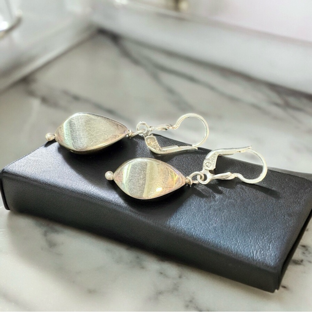 Milor Italy 950 Ultra Fine Silver Latchback Dangle Earrings